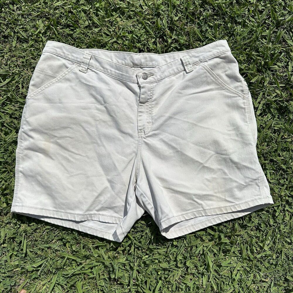 Vintage Lee Riveted Shorts Womens Plus‎ Size 20W Beige Twill High Rise Carpenter
